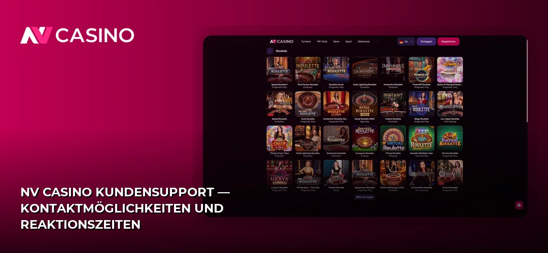 NV Casino Kundensupport — Kontaktmöglichkeiten und Reaktionszeiten