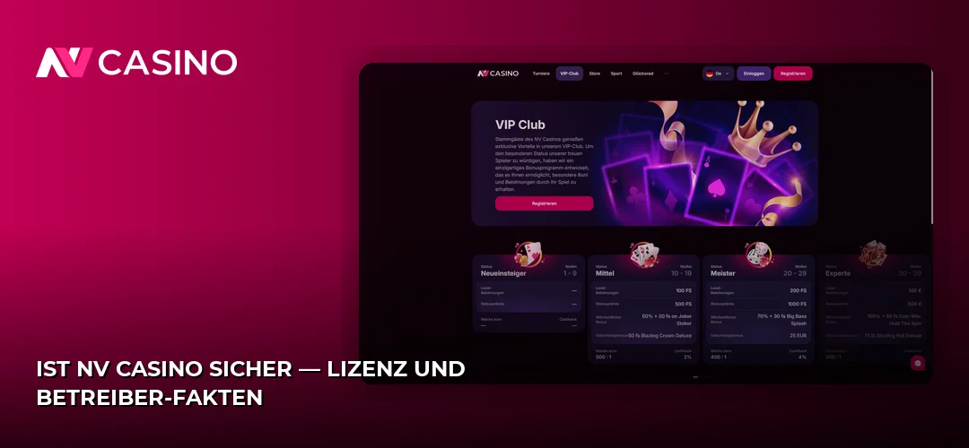 Ist NV Casino sicher — Lizenz und Betreiber-Fakten