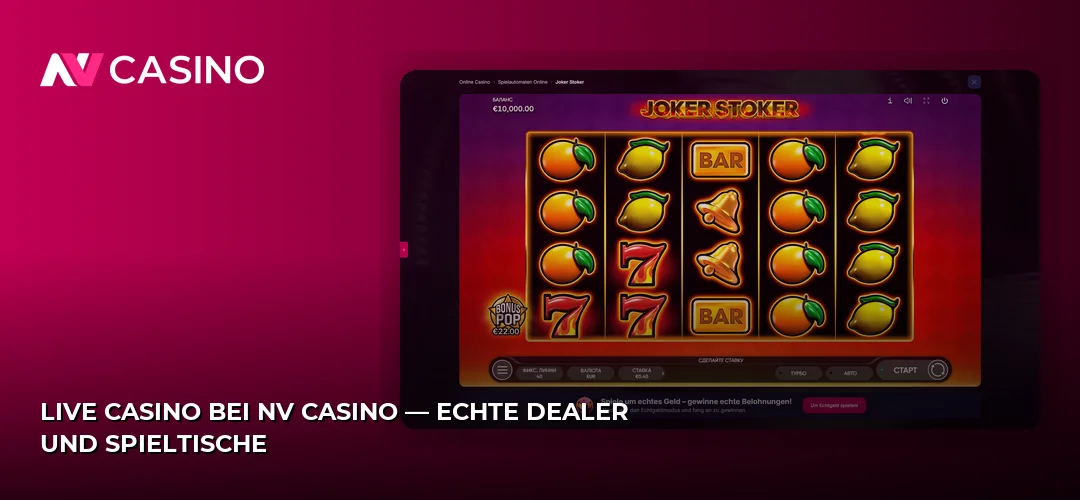 Live Casino bei NV Casino — Echte Dealer und Spieltische