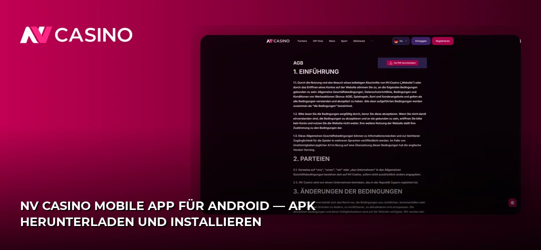 NV Casino mobile App für Android — APK herunterladen und installieren